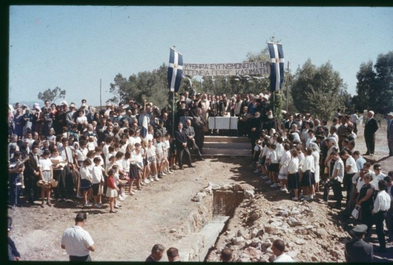 1965 Potamos at least 10 pappades at ceremony for laying 1st stone old people's home