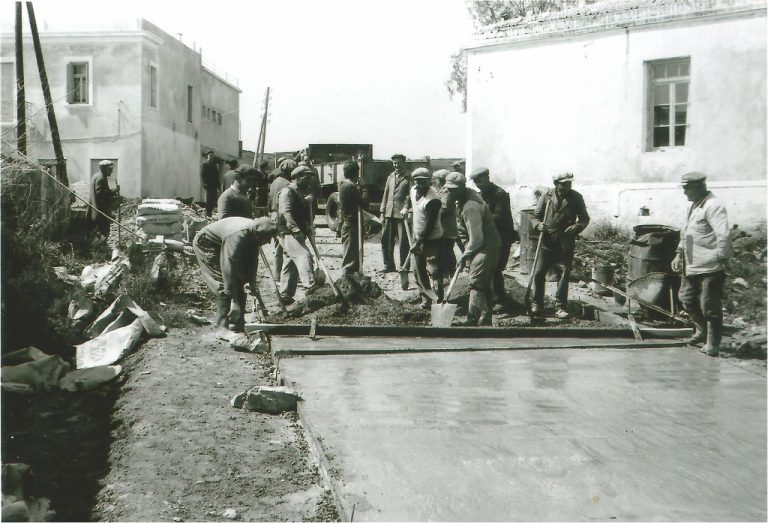 1966 Livadi road construction and handmixing concrete