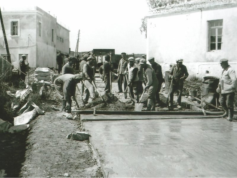 1966 Livadi road construction and handmixing concrete